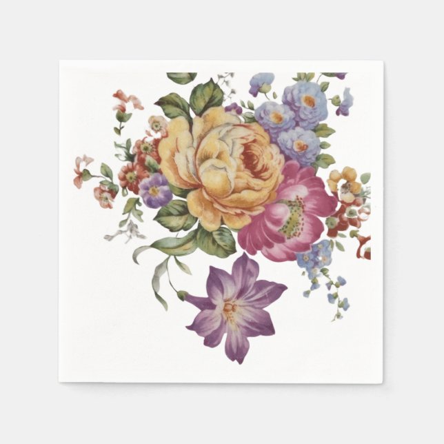 Serviette En Papier Floral Fantasy  (Devant)