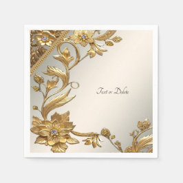 Serviette En Papier Floral Feuille Golden Wavy