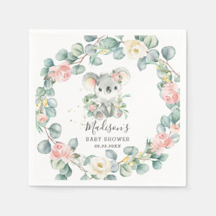 Serviette En Papier Floral Greenery Koala Baby Girl Shothday