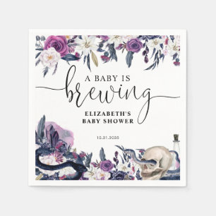 Serviette En Papier Floral Halloween Crâne bébé brasse douche