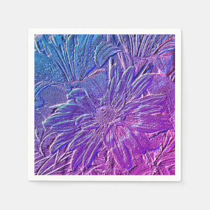 Serviette En Papier Floral mauve métallique