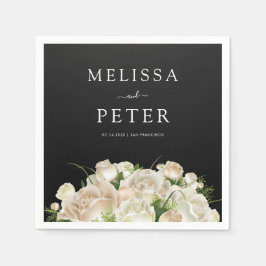 Serviette En Papier Floral noir Mariage