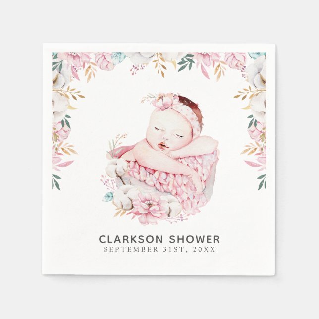 Serviette En Papier Floral nouveau-né (Devant)