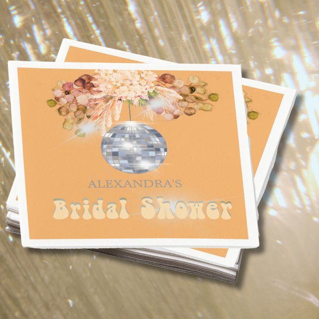 Serviette En Papier Floral Orange Disco Ball Fête des mariées (Créateur téléchargé)
