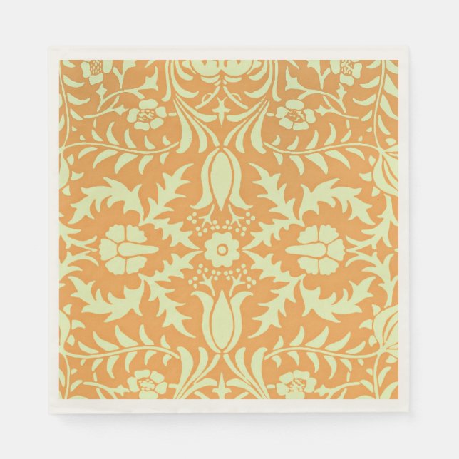 Serviette En Papier Floral Pattern, gold and pastel yellow design, (Devant)