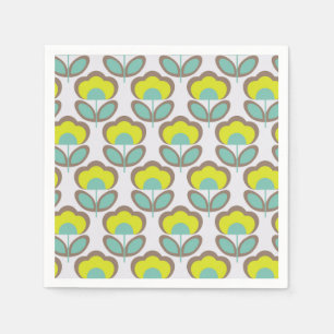 Serviette En Papier Floral Retro 70's Wallpaper Motif