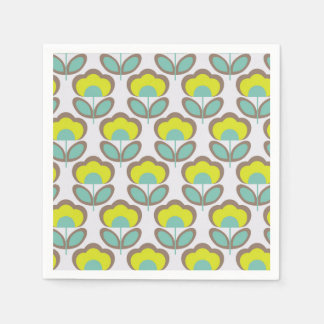 Serviette En Papier Floral Retro 70's Wallpaper Motif