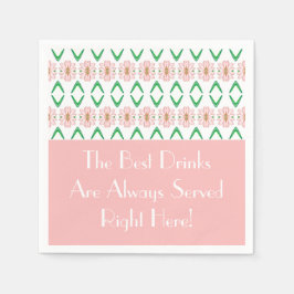 Serviette En Papier Floral rose avec vert et blanc