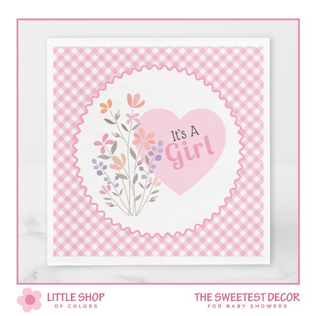 Serviette En Papier Floral rose C’est un Baby shower féminin (Créateur téléchargé)