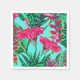 Serviette En Papier Floral rose et Turquoise