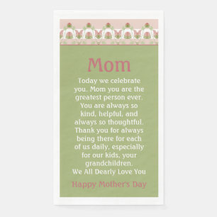 Serviette En Papier Floral Rose Et Vert Clair