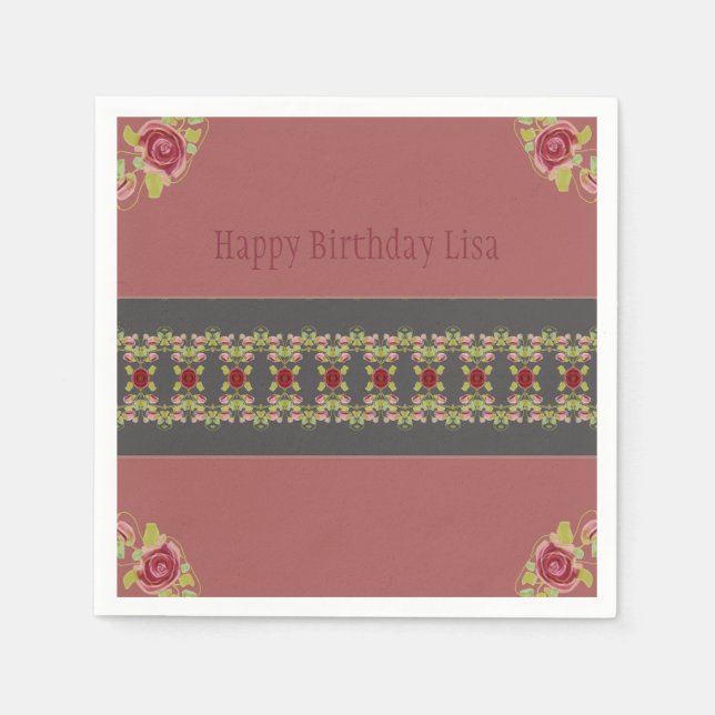 Serviette En Papier Floral rose rose rose rose (Devant)