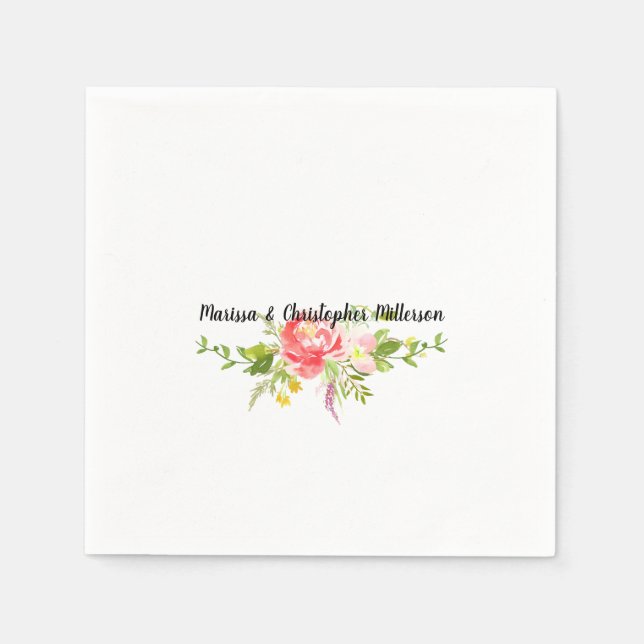 Serviette En Papier Floral rose rouge (Devant)
