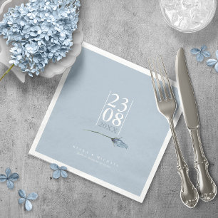 Serviette En Papier Floral Sparkles Mariage Date Dusty Blue ID889