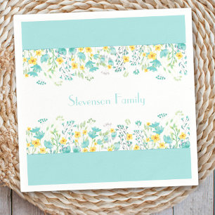 Serviette En Papier Floral Spring Blue Yellow Fleurs sauvages Nom de f
