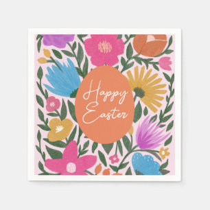 Serviette En Papier Florales colorées audacieuses Élégantes Pâques   O