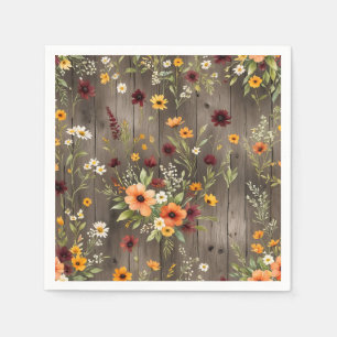 Serviette En Papier Floraux d'aquarelle rustique avec Fleur sauvage