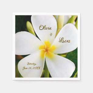 Serviette En Papier Flore blanche tropicale - Nouveaux débuts - Mariag