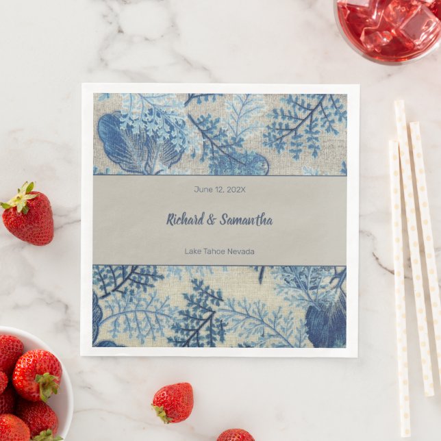 Serviette En Papier Flore Bleue En Pointe (En situation)