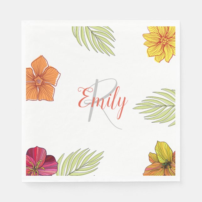 Serviette En Papier Flore d'Aloha Hawaïen (Devant)