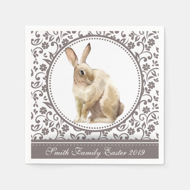 Serviette En Papier Flore de lapin de Pâques personnalisée (Devant)