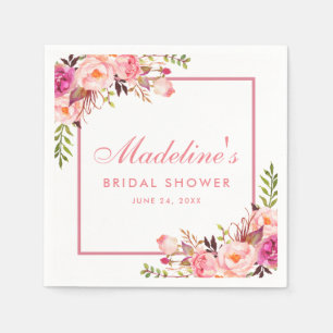 Serviette En Papier Flore encadrée rose Fête des mariées