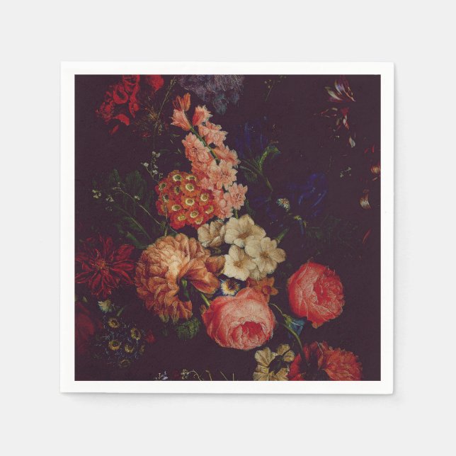 Serviette En Papier Flore foncé élégant bordeaux Moody (Devant)