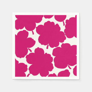 Serviette En Papier Flore Gras Monochrome Vibrant rose