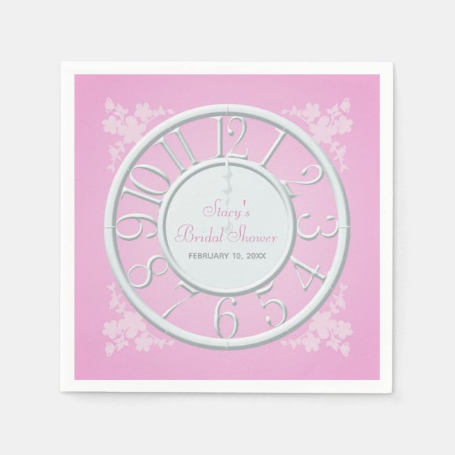 Serviette En Papier Flore rose autour de l'horloge Douche Napkin (Devant)