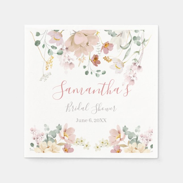Serviette En Papier Flore Rose vert rose Végétation Élégante Fête des  (Devant)
