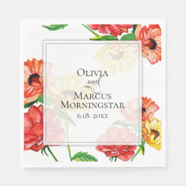 Serviette En Papier Flore rouge gras et jaune