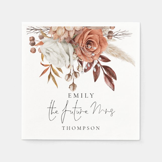 Serviette En Papier Flore Rustique En Terracotta L'Avenir Mme. (Devant)