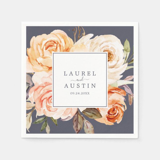 Serviette En Papier Flore rustique | Mariage violet (Devant)