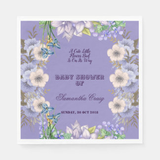 Serviette En Papier Flore violette Flax Fleur Baby shower