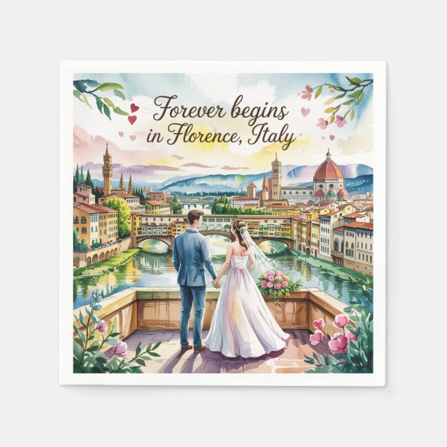 Serviette En Papier Florence Italie Mariage (Devant)