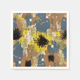 Serviette En Papier Flores d'ocre jaune