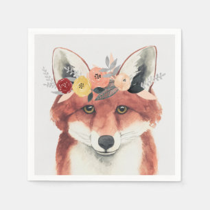 Serviette En Papier Flower Crown Forester Fox