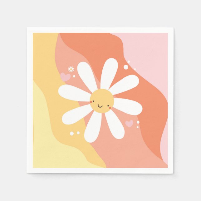 Serviette En Papier Flower Power Daisy 60's Hippie fête serviettes (Devant)