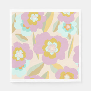 Serviette En Papier Flowers abstrait   Pastel Lilac Floral Pattern