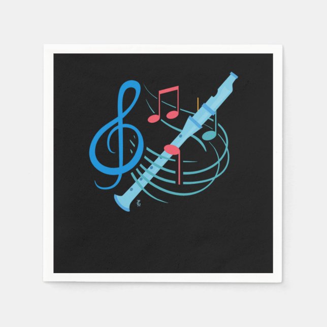 Serviette En Papier Flute Player Notes Musicien génial Wind Instrumen (Devant)