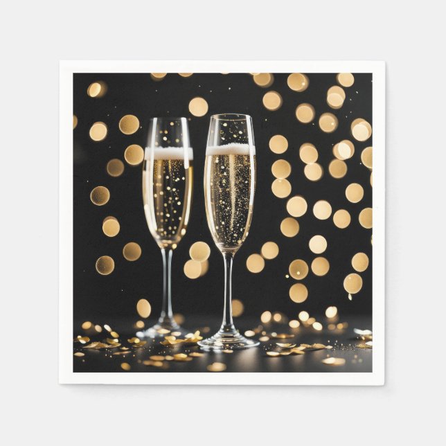 Serviette En Papier Flutes de champagne de la Saint-Sylvestre (Devant)