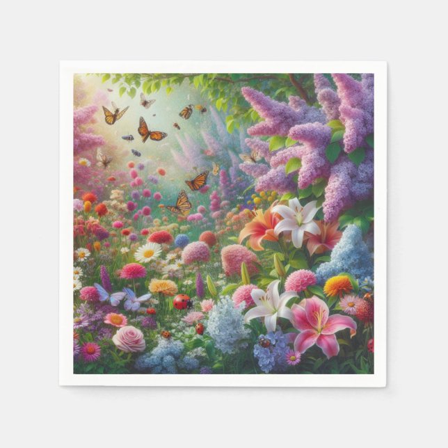 Serviette En Papier Fluttant Floral (Devant)