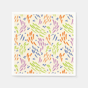 Serviette En Papier Flux en bleu, orange, violet, vert et crème