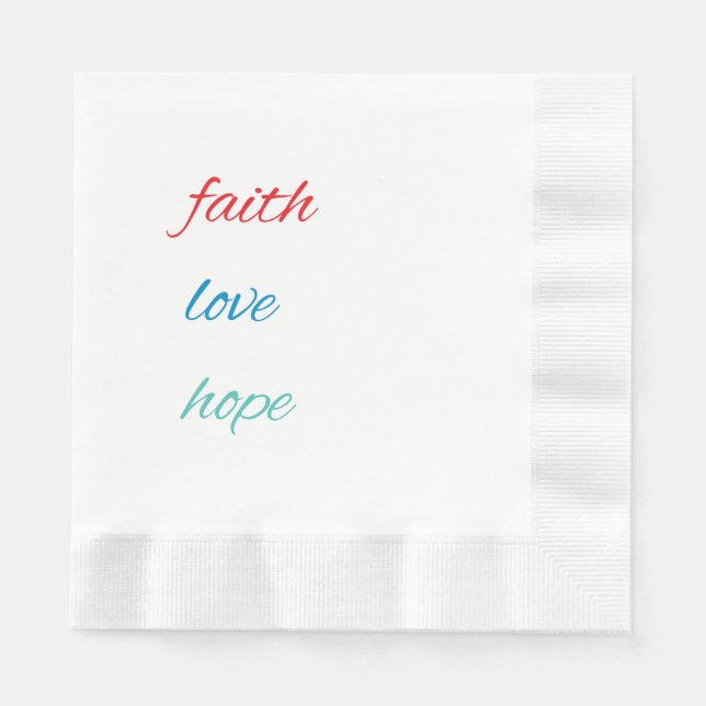 SERVIETTE EN PAPIER FOI, AMOUR, ESPOIR (Devant)