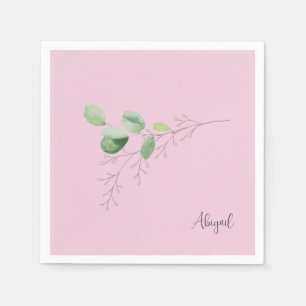 Serviette En Papier Foliage de ressort rose personnalisé