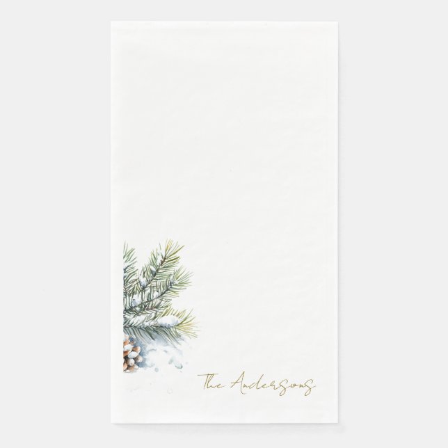 Serviette En Papier Foliage d'hiver Script de vacances personnalisé (Devant)