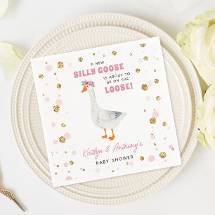 Serviette En Papier Folle Oie Filles Aquarelle Rose Baby Shower