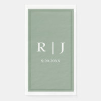Fond de couleur vert sauge avec monogramme de mari