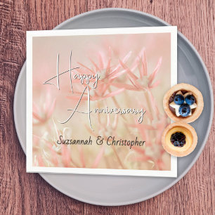 Serviette En Papier Fond Floral Orange Poussiéreux Anniversaire