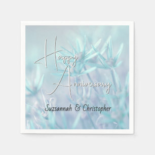 Serviette En Papier Fond Floral Turquoise Poussiéreux Anniversaire